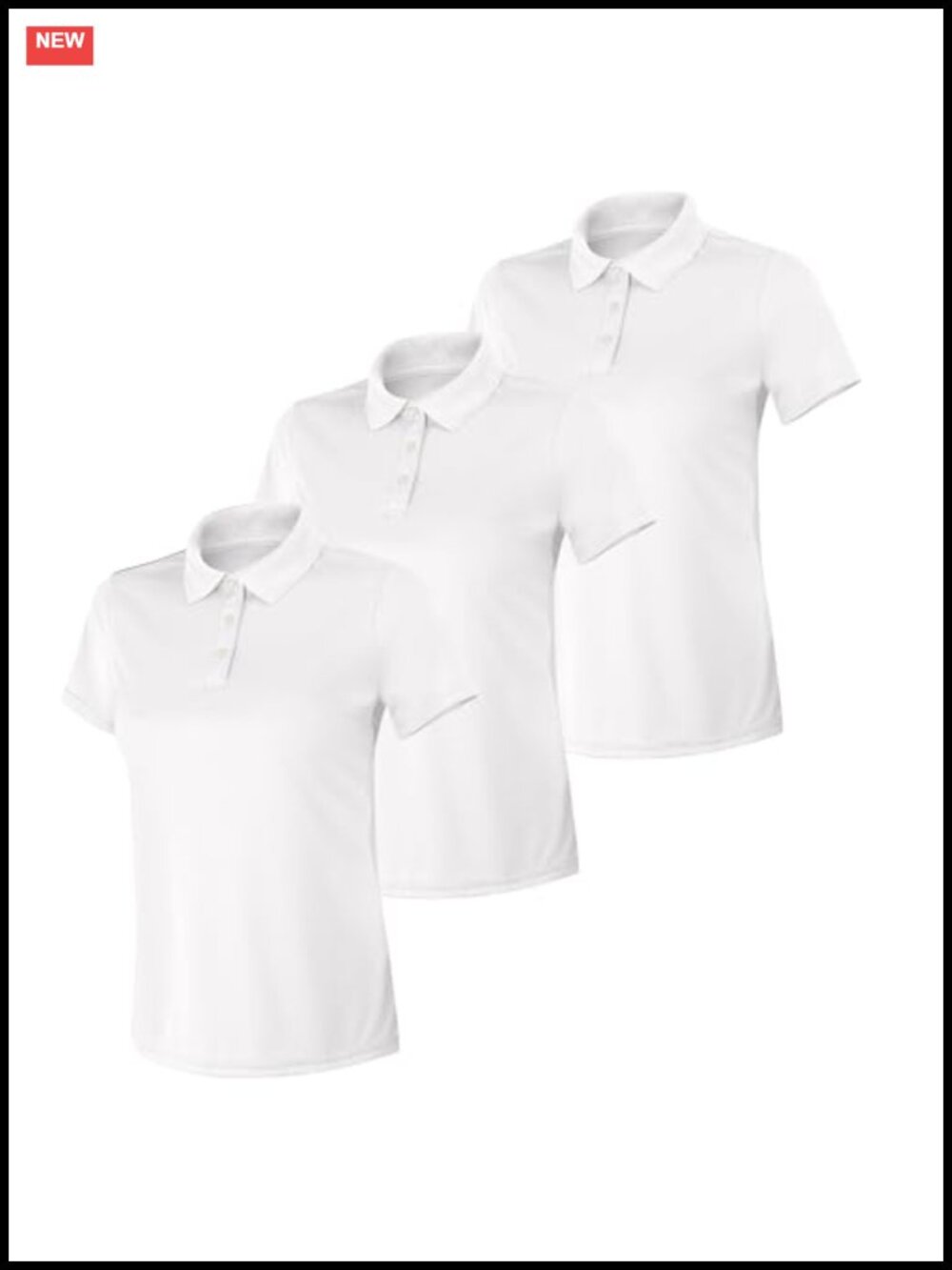 Women's Performance Polo Shirt 3-Pack Moisture-Wicking UPF 40+ Short Sleeve